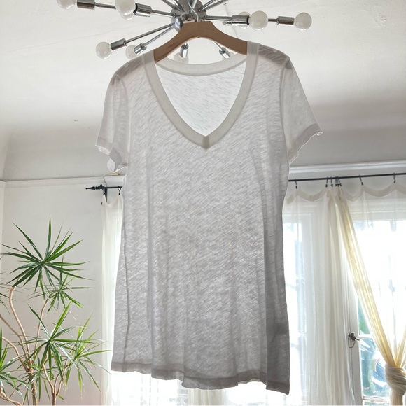 Gauzy Cotton V Neck T Shirt - Picture 2 of 4